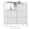 A small chest of drawers with a two-tier side shelf, a white dresser with five storage bins, and fabric tower furniture for the living room, bedroom, foyer, dorm room, and closets.